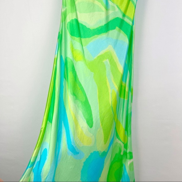 NWT Asos Twist Front Watercolour Midi Satin Style Dress S - Picture 5 of 10